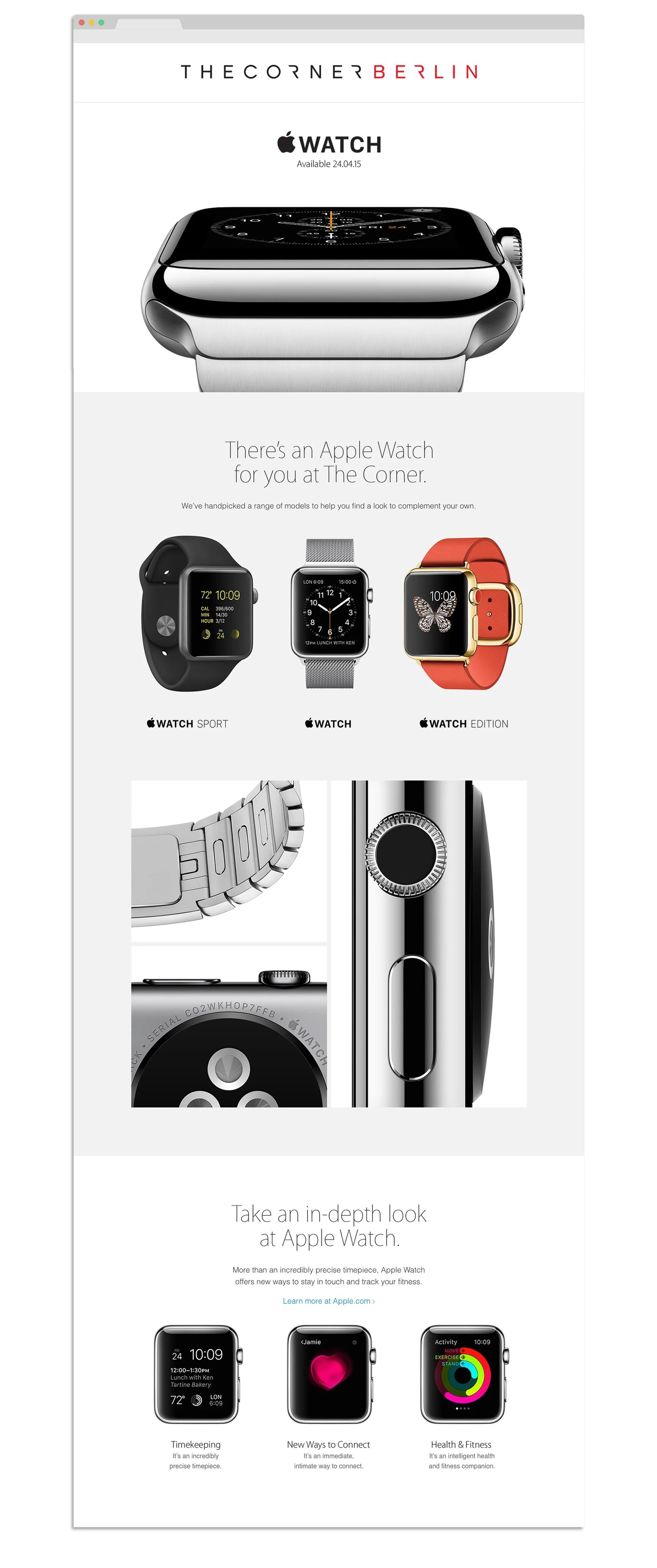 Apple Watch, The Corner Berlin retail site