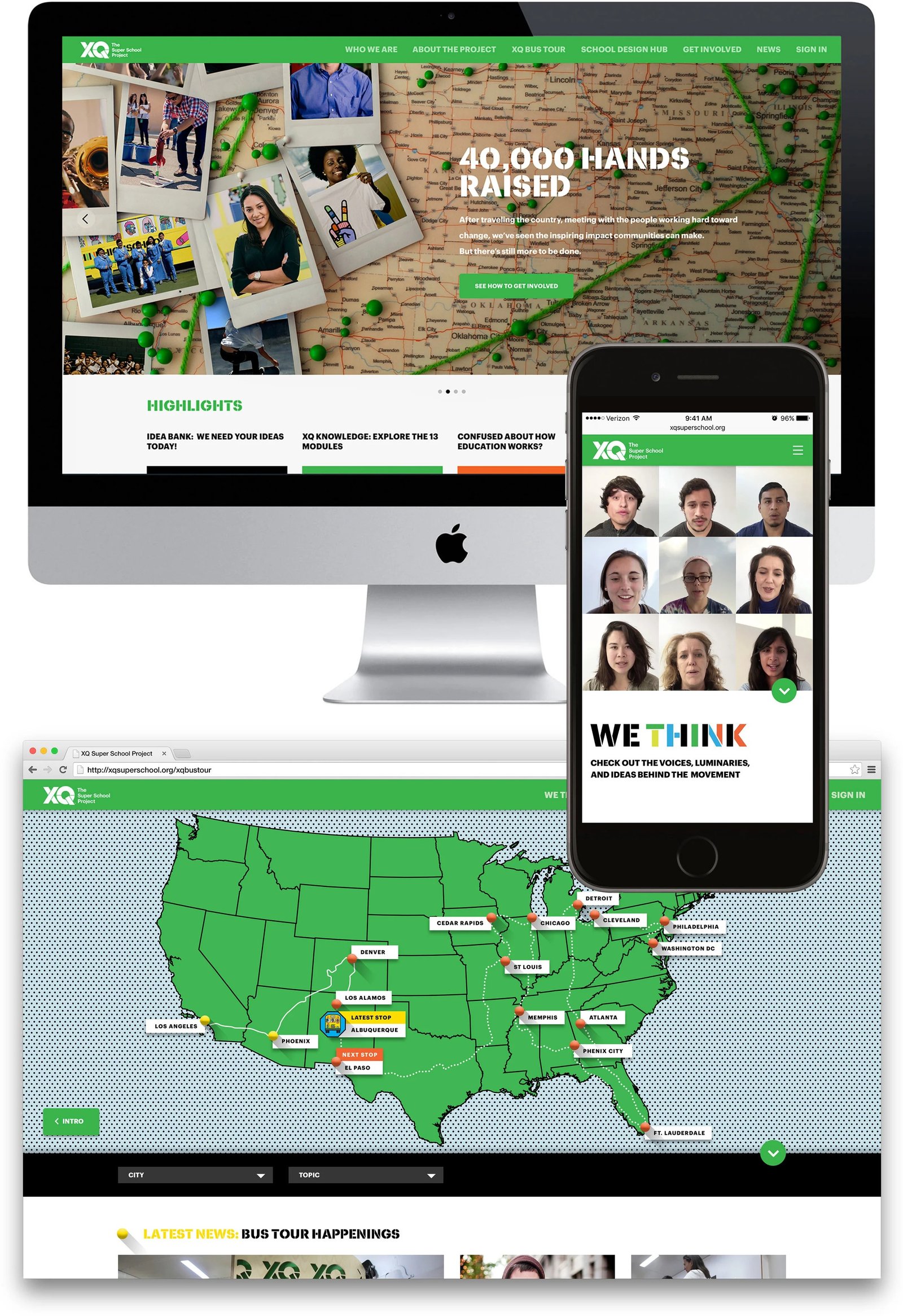 XQ Super School Project website, desktop and mobile