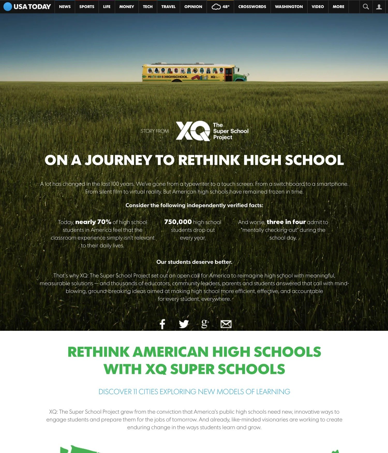 XQ native content placement on USA Today